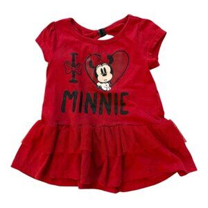 Disney Minnie Mouse Red Tulle Dress 3T - Girls Graphic Skater Dress (2601-1)